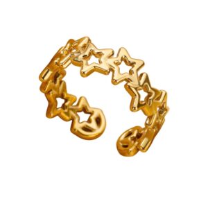 Bague dorée ajustable à étoiles