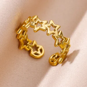 Bague dorée ajustable à étoiles