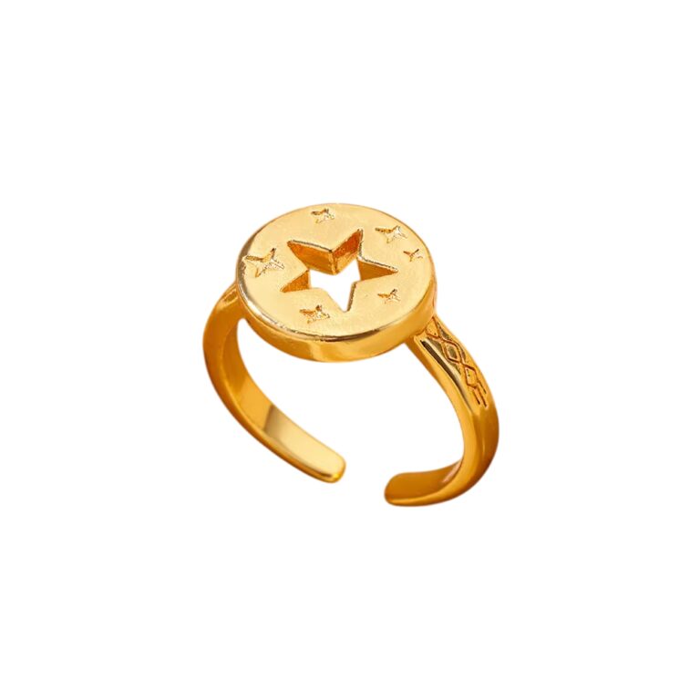 Bague médaillon étoile dorée