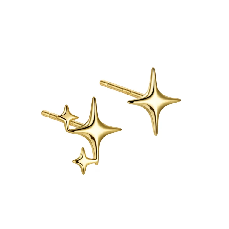Boucle d'oreille puce étoiles filantes dorées