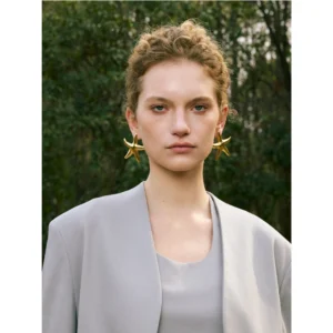 Boucles d'oreilles étoile de mer lisse dorées