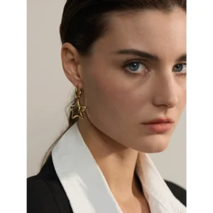 Boucles d'oreilles étoiles créoles dorées