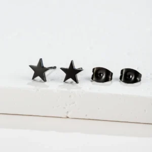 Boucles d'oreilles étoiles puces noires