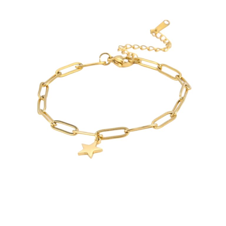 Bracelet à chaîne avec pendentif étoile doré
