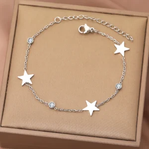 Bracelet triple étoiles avec cristaux argenté
