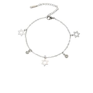 Bracelet triple étoiles de David argenté