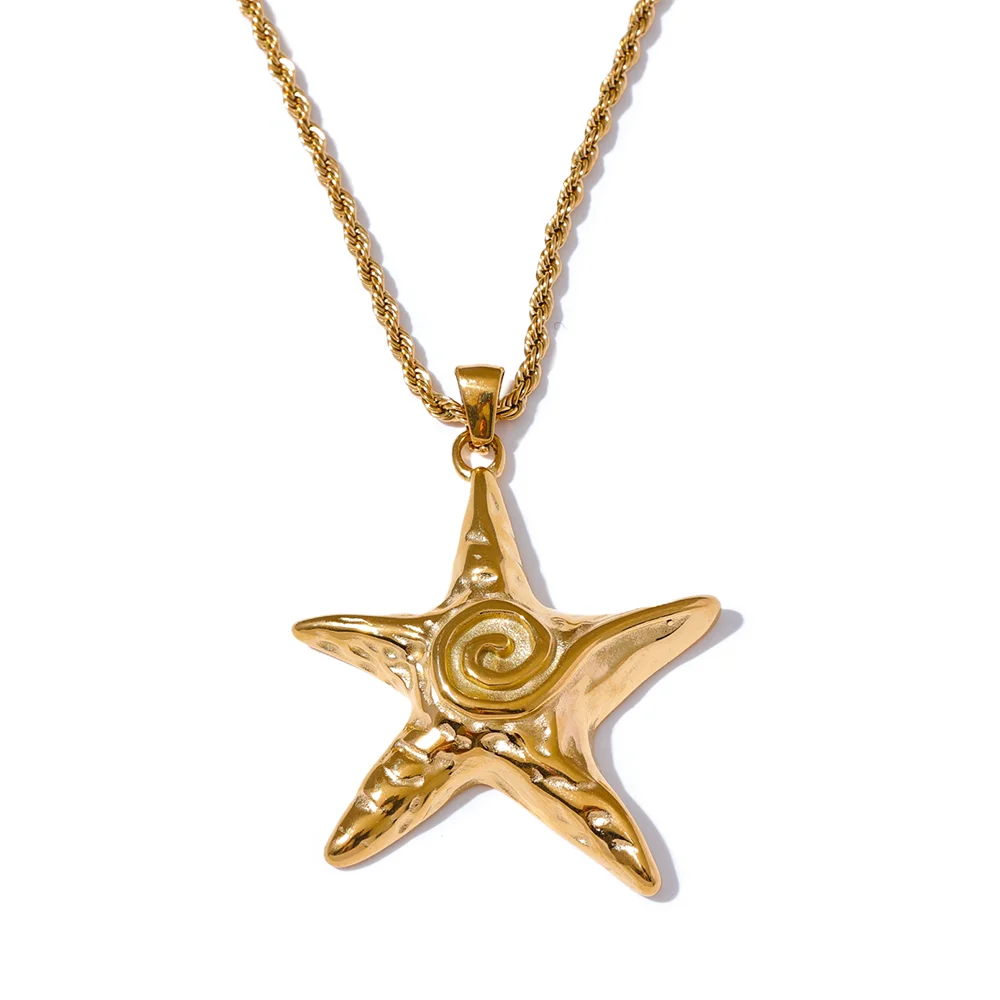 Collier etoile de mer dorée tourbillon