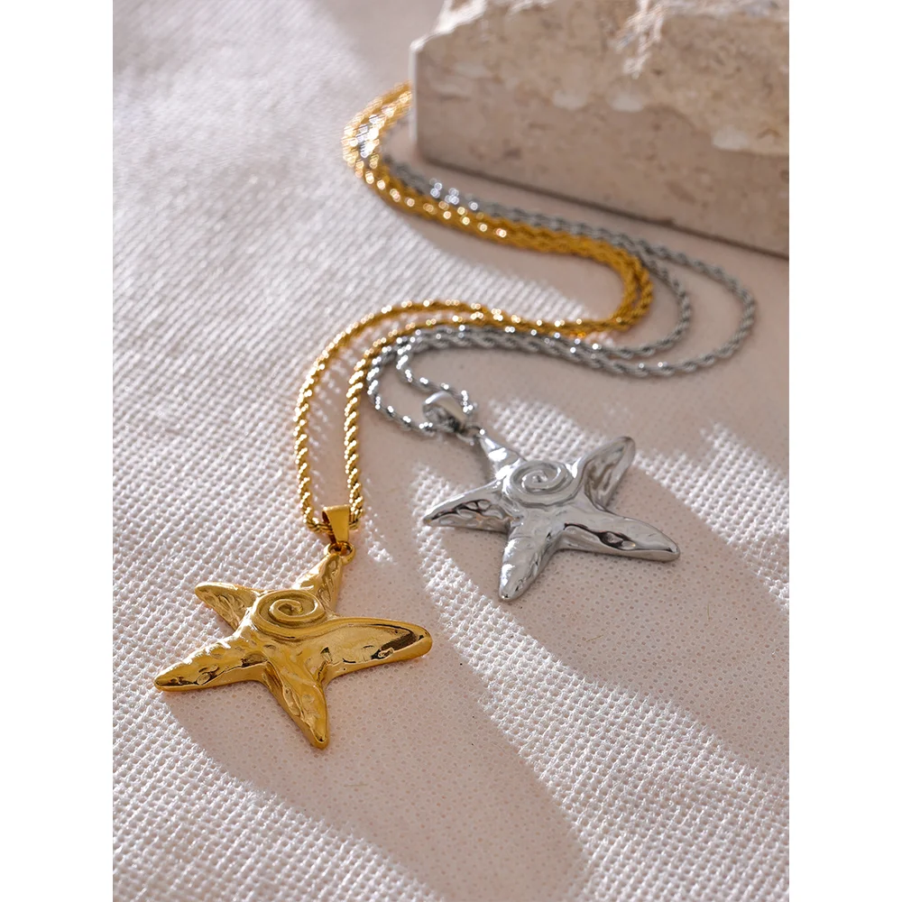 Collier etoile de mer dorée tourbillon