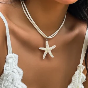 Collier étoile de mer multiple blanc