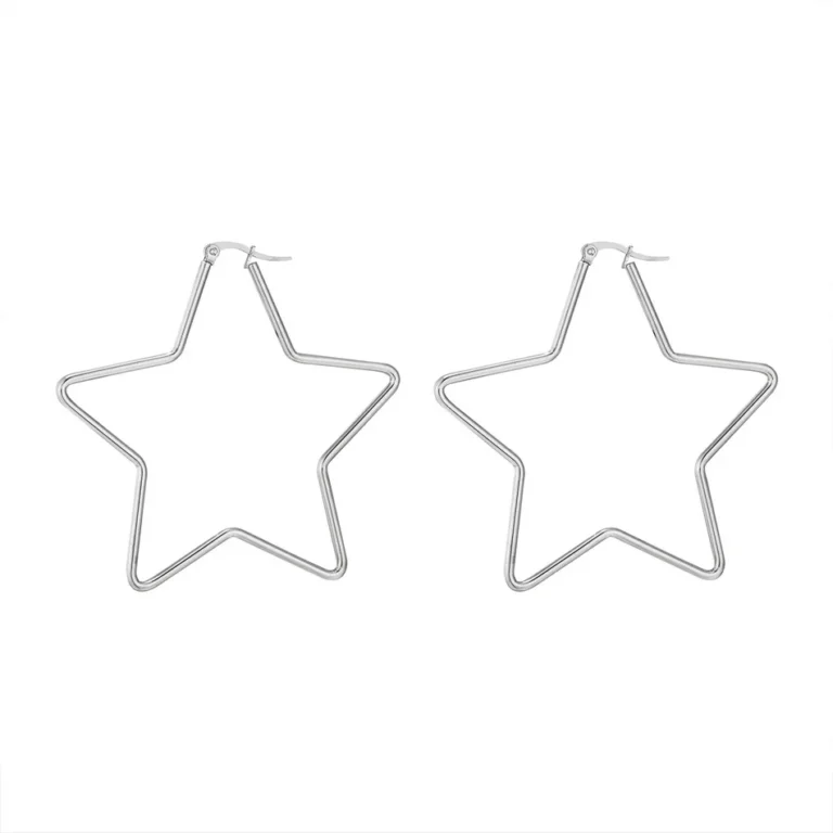 Grosses boucles d'oreilles étoiles argentées
