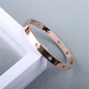 Jonc avec étoiles or rose